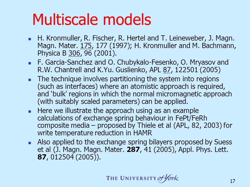 17 Multiscale models H. Kronmuller, R. Fischer, R.