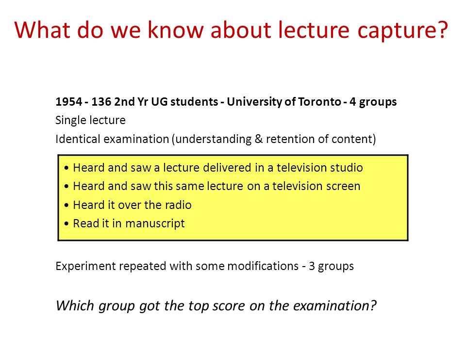 What do we know about lecture capture.