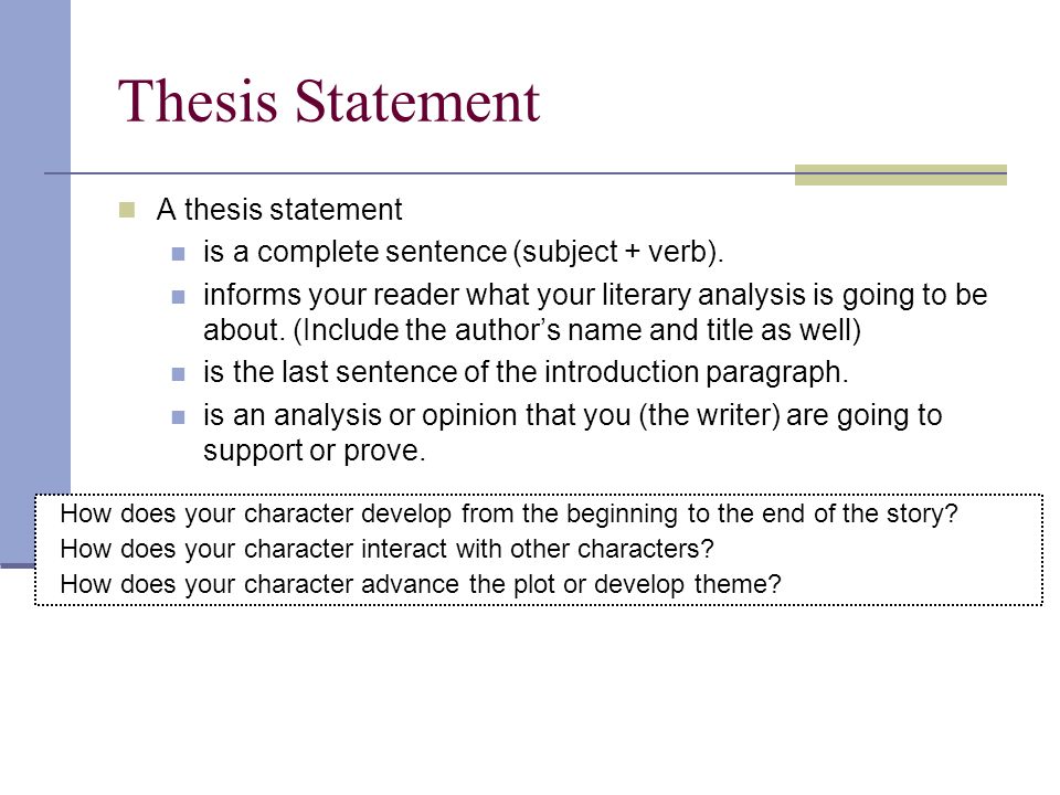character analysis thesis
