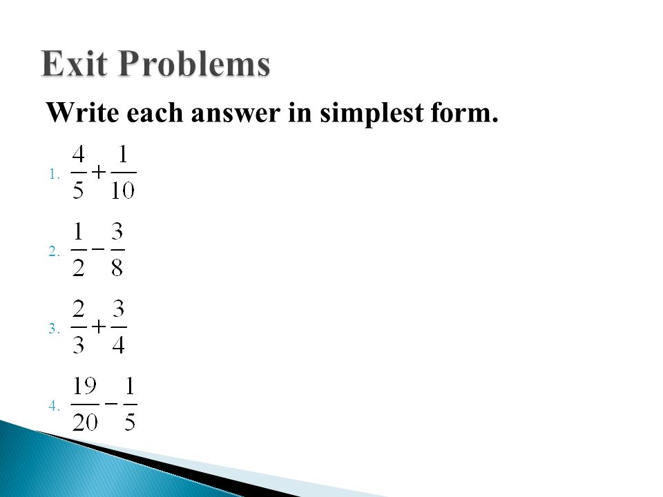 Write each answer in simplest form.