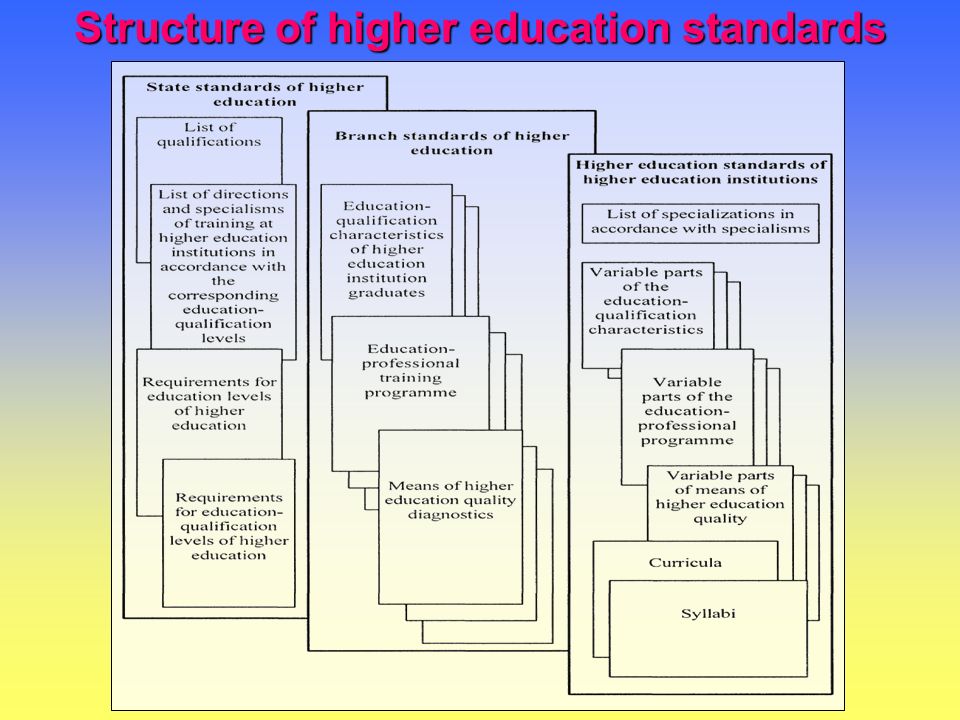Structure of higher education standards