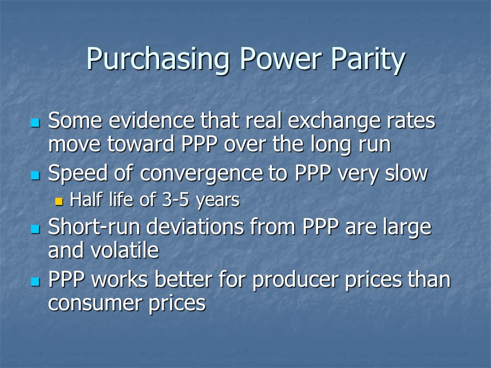 Topic 3: Exchange Rates Rogoff, K. (1996) “The Purchasing Power Parity  Puzzle” Journal of Economic Literature, Vol. 34, No.2 Rogoff, K. (1996)  “The Purchasing. - ppt download
