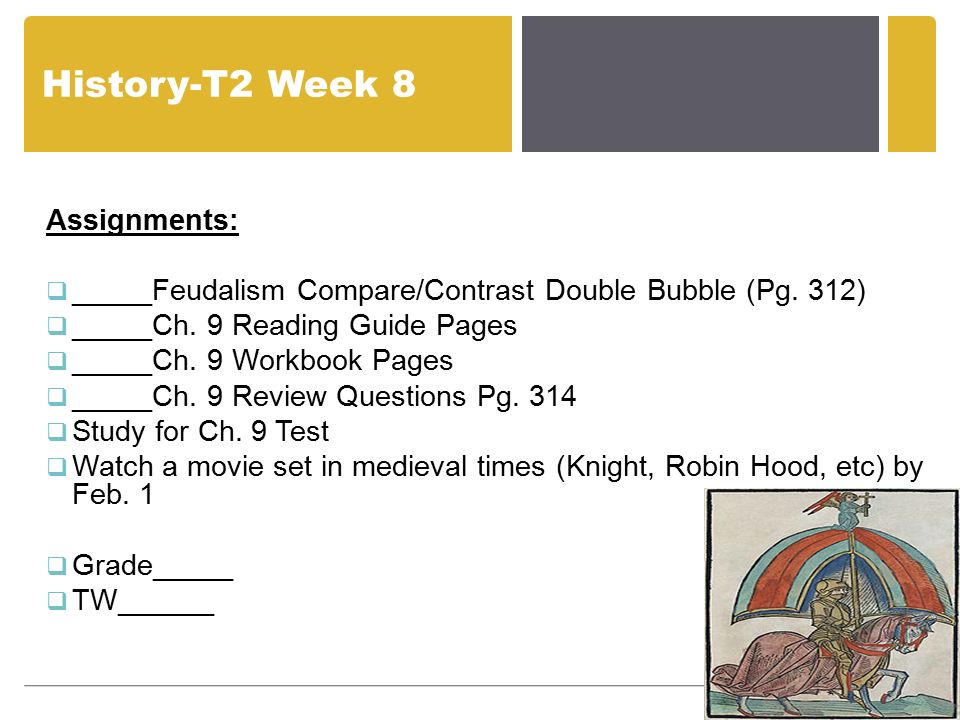 History-T2 Week 8 Assignments:  _____Feudalism Compare/Contrast Double Bubble (Pg.