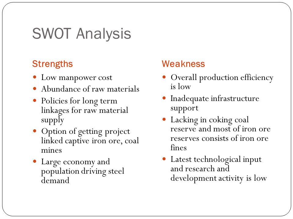 swot analysis of steel industry ppt