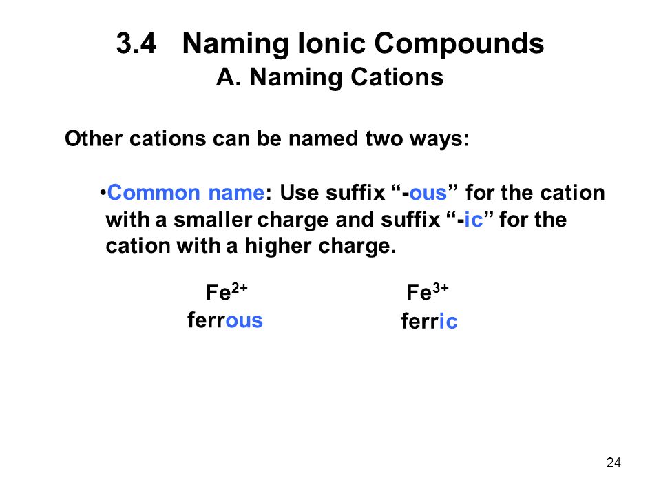 24 3.4Naming Ionic Compounds A.