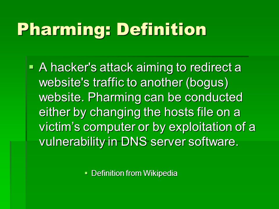 Phishing Pharming Spam. Phishing: Definition  A method of identity theft  carried out through the creation of a website that seems to represent a  legitimate. - ppt download