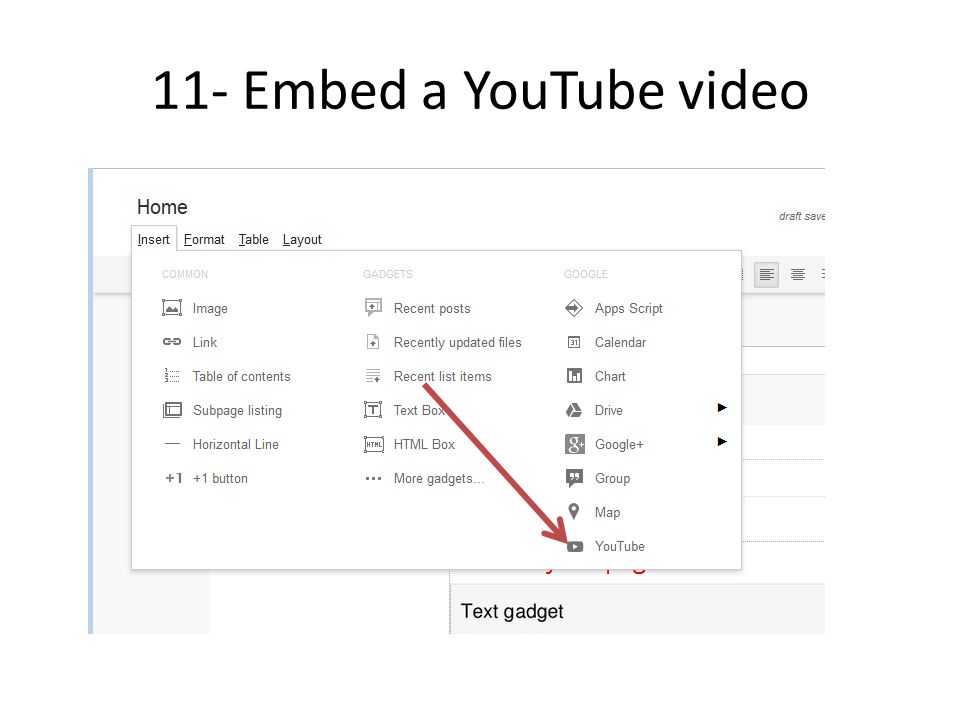 11- Embed a YouTube video