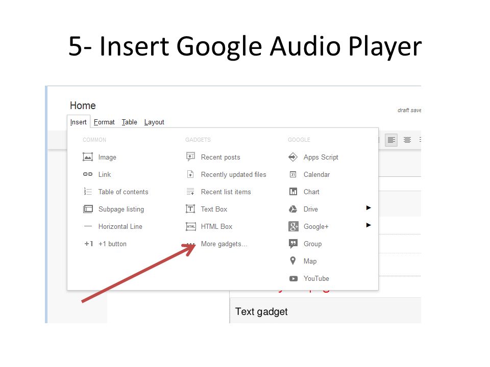 5- Insert Google Audio Player