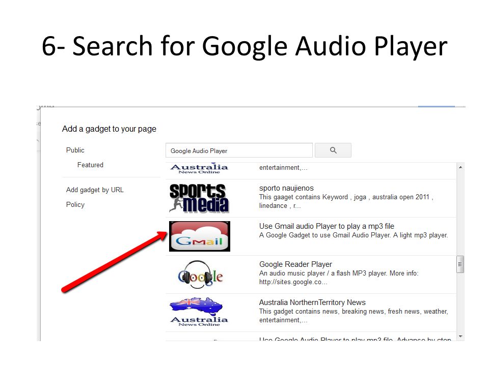 6- Search for Google Audio Player