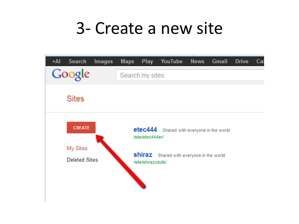 3- Create a new site