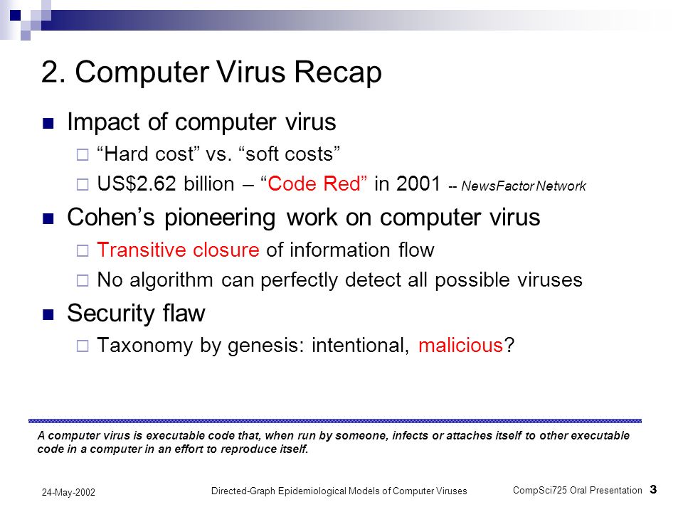 Directed Graph Epidemiological Models Of Computer Viruses Presented By Kelvin Weiguo Jin We Adapt The Techniques Of Mathematical Epidemiology To Ppt Download Directed Graph Epidemiological Models Of Computer Viruses Presented By Kelvin Weiguo Jin We Adapt The Techniques Of Mathematical Epidemiology To Ppt Download