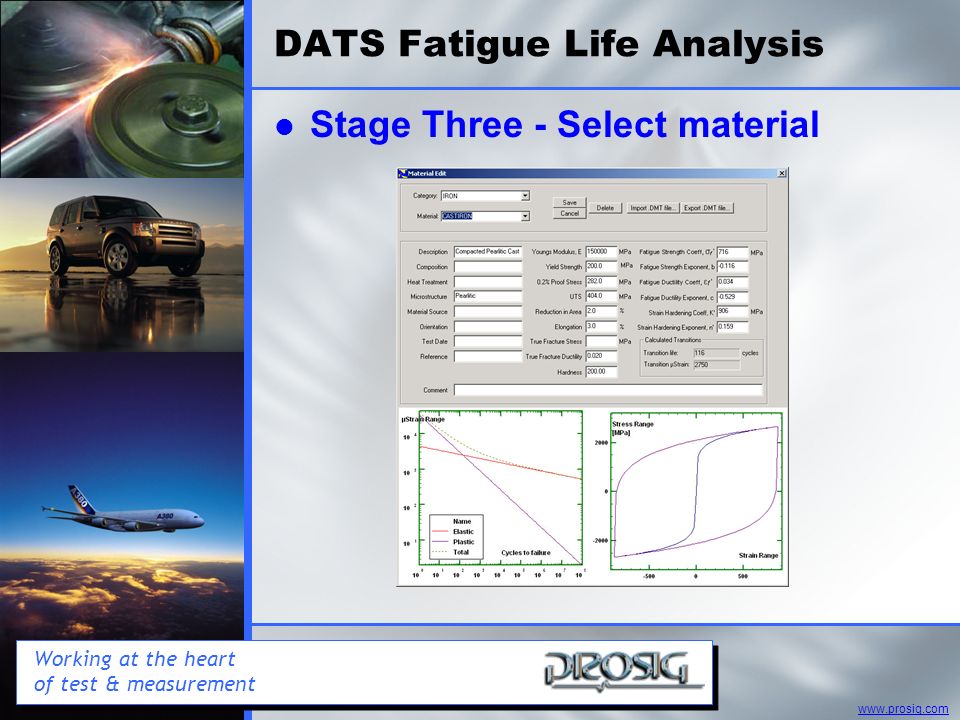 Working at the heart of test & measurement DATS Fatigue Life Analysis l Stage Three - Select material