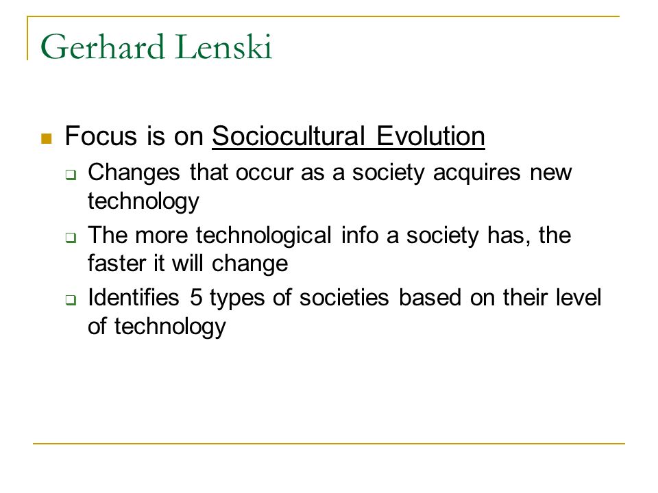 gerhard lenski sociocultural evolution