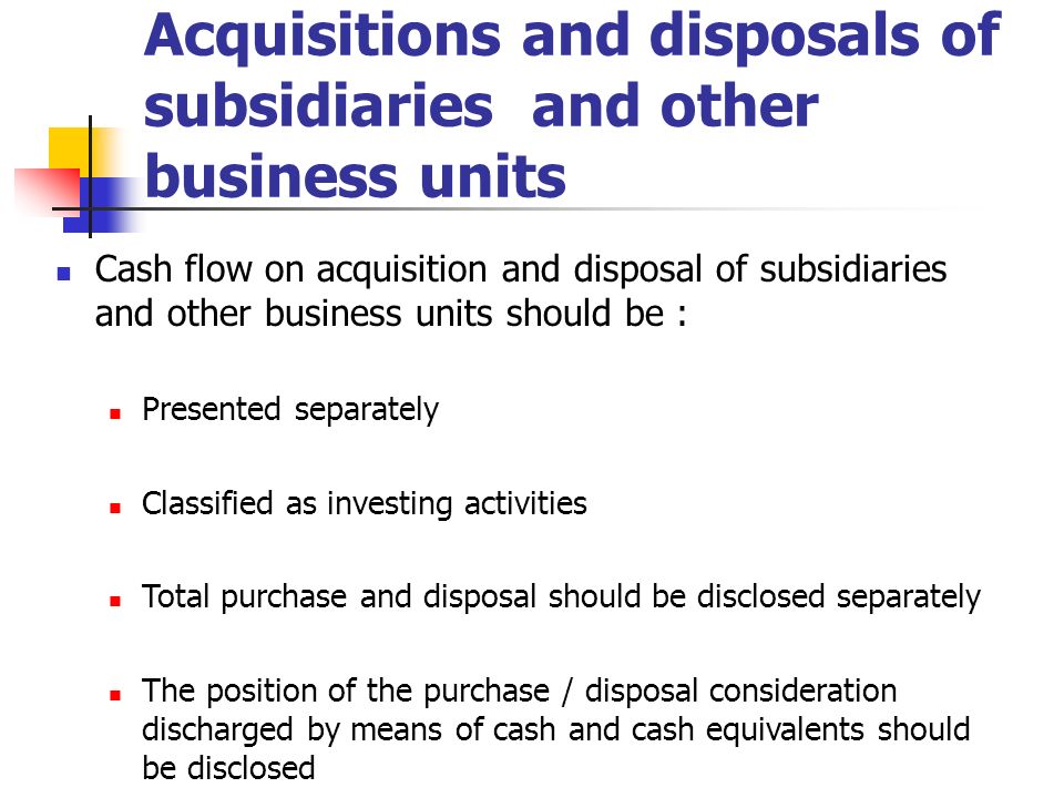 Cash Flow Acquisition Of Subsidiary