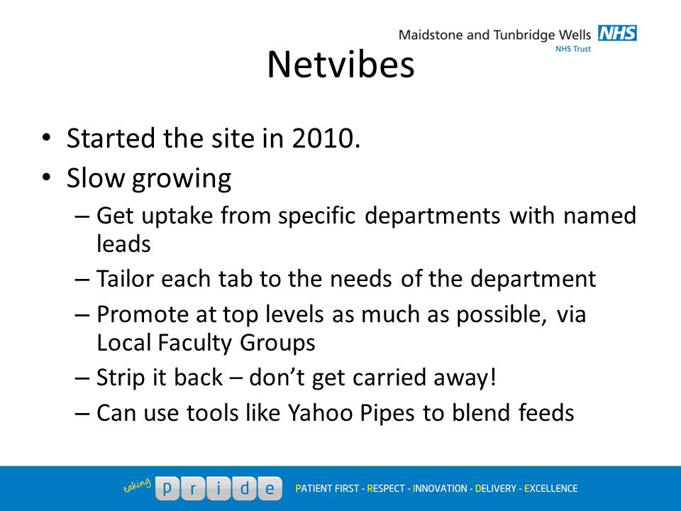 Netvibes Started the site in 2010.