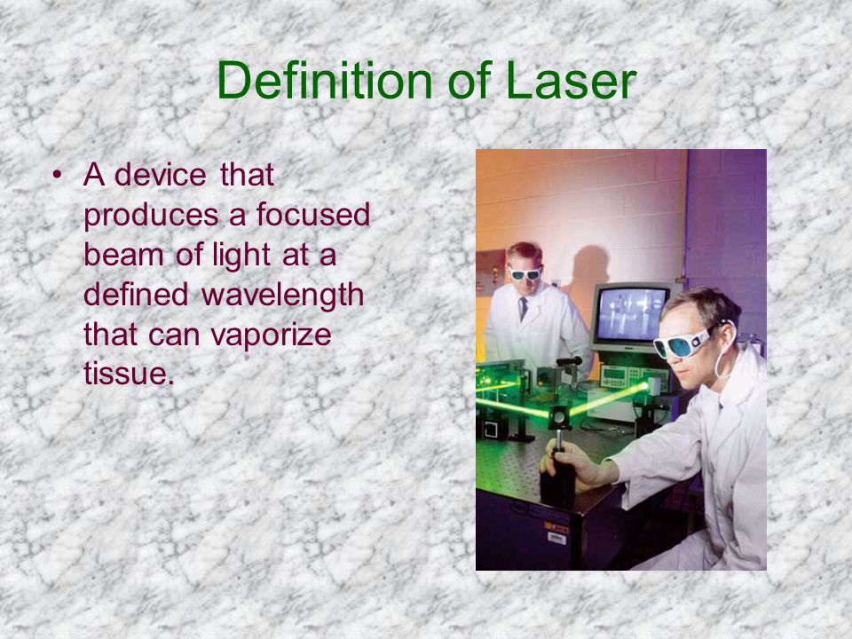 TABLE OF CONTENTS What “Laser” Stands for –AcronymAcronym Definition of  LaserLaser Some Uses for Lasers –MedicalMedical Organizational Chart  –MilitaryMilitary. - ppt download