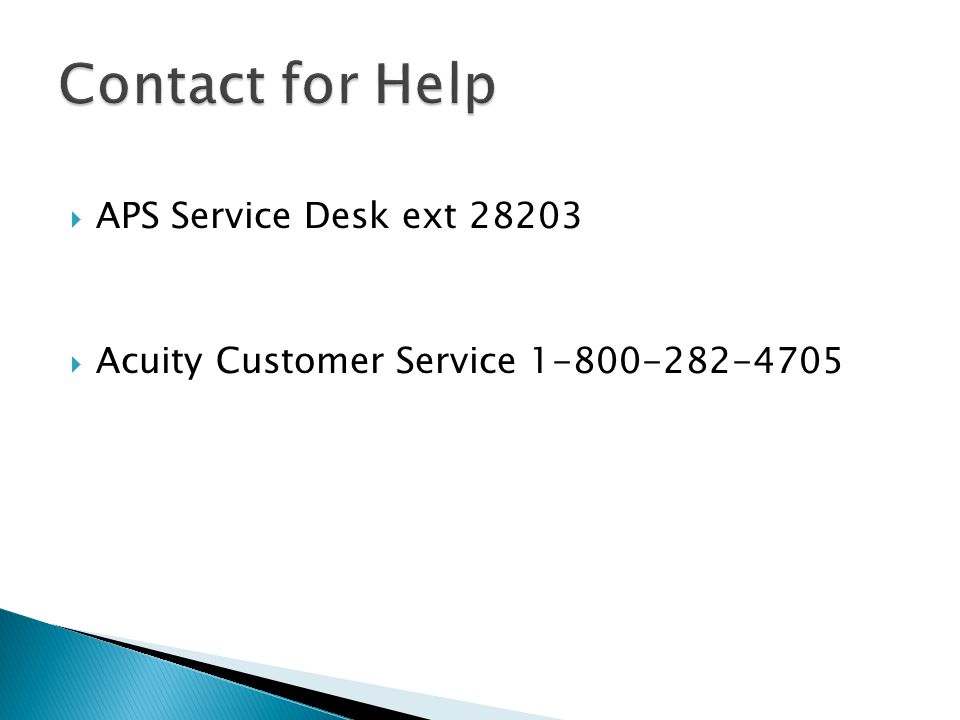  APS Service Desk ext  Acuity Customer Service