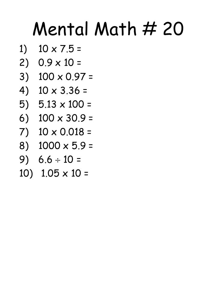 Guidelines For Mental Math 3 To 5 Times Per Week 10 Questions Each Test 5 Seconds To Answer Each Question Test Is Self Corrected Results Recorded Name Ppt Download Guidelines For Mental Math 3 To 5 Times Per Week 10 Questions Each Test 5 Seconds To Answer Each Question Test Is Self Corrected Results Recorded Name Ppt Download
