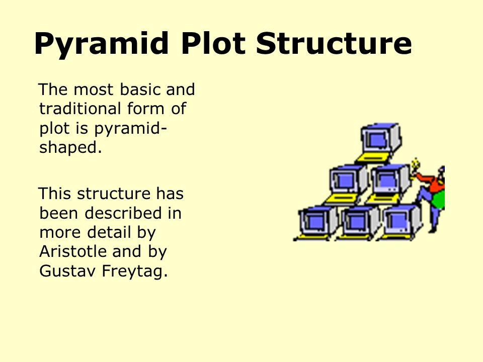 Pyramid Plot Structure The most basic and traditional form of plot is pyramid- shaped.