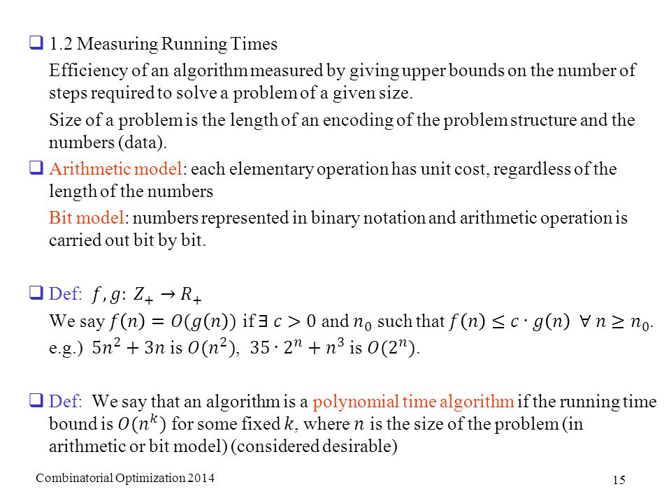 Combinatorial Optimization Chapter 1. Problems and Algorithms 1.1 Two ...