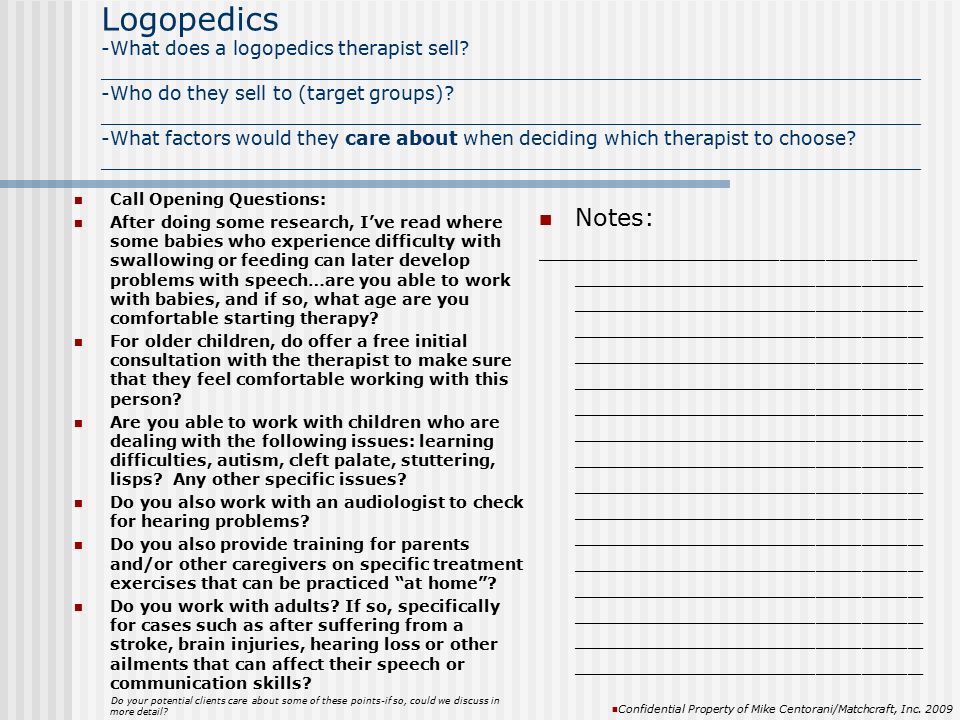 Logopedics -What does a logopedics therapist sell.