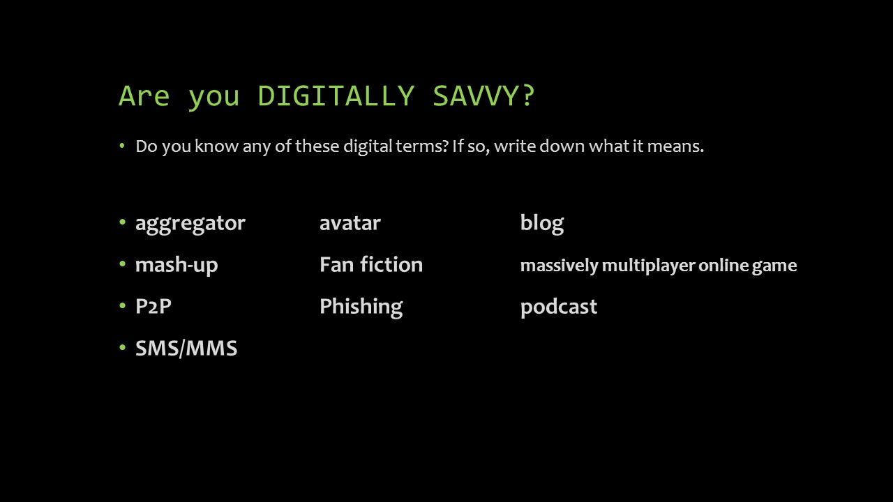 Are you DIGITALLY SAVVY. Do you know any of these digital terms.