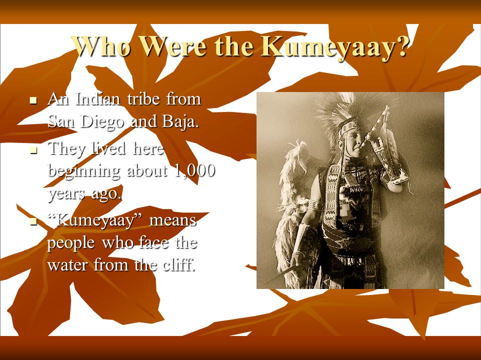 Who Were the Kumeyaay. An Indian tribe from San Diego and Baja.
