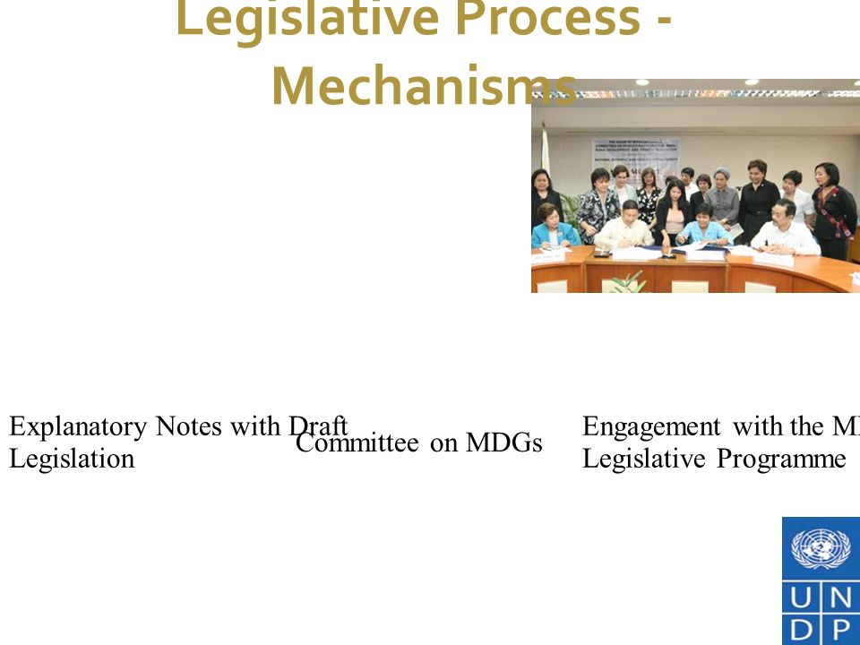 7/1/11 Legislative Process - Mechanisms Committee on MDGs Engagement with the MDGs in the Annual Legislative Programme Explanatory Notes with Draft Legislation