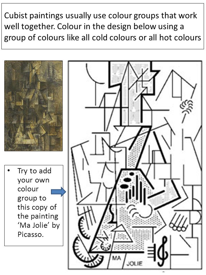 Cubist paintings usually use colour groups that work well together.