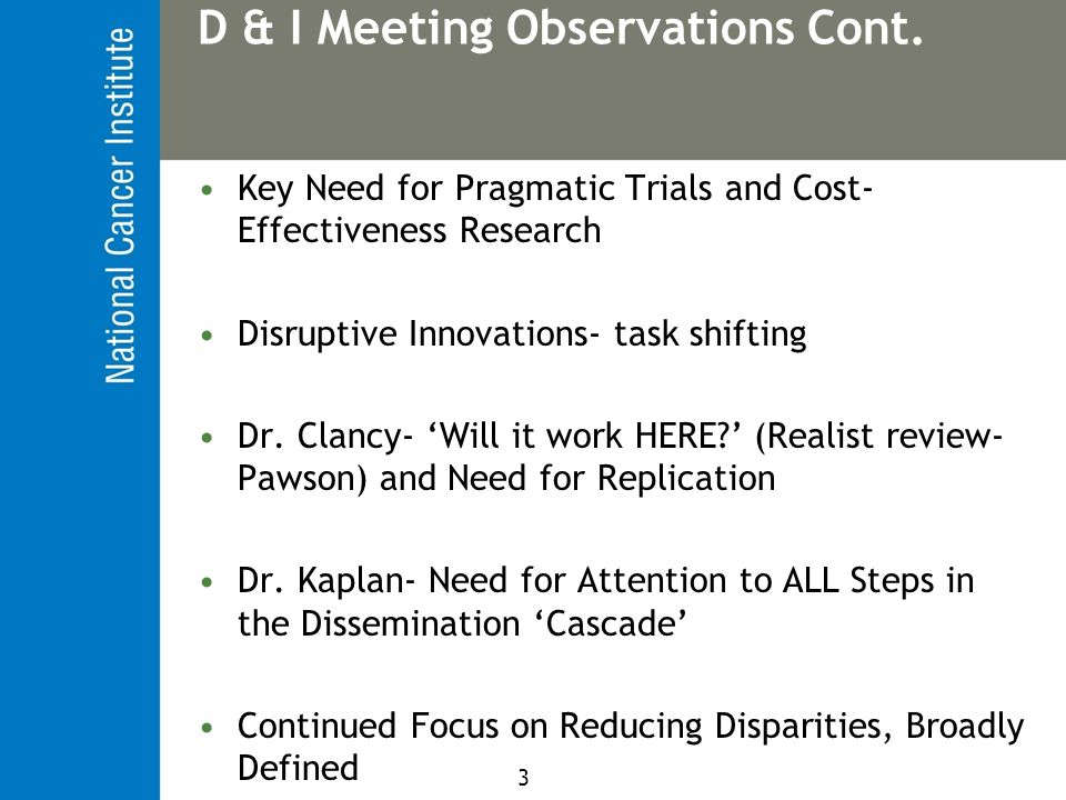 3 D & I Meeting Observations Cont.