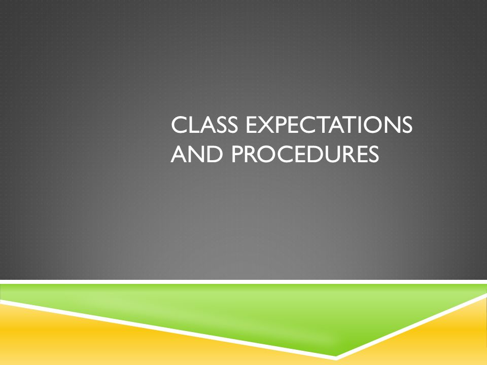 CLASS EXPECTATIONS AND PROCEDURES