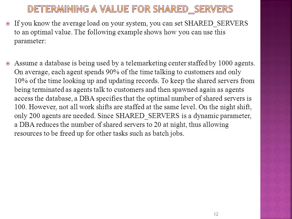 By Lecturer / Aisha Dawood 1.  Dedicated and Shared Server Processes   Configuring Oracle Database for Shared Server  Oracle Database Background  Processes. - ppt download