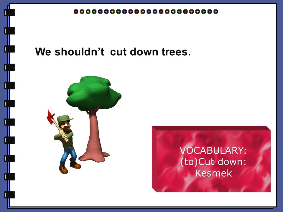 We Should Plant Trees Vocabulary To Dikmek Ppt 4 We Shouldn T Cut Down Trees Vocabulary To Kesmek