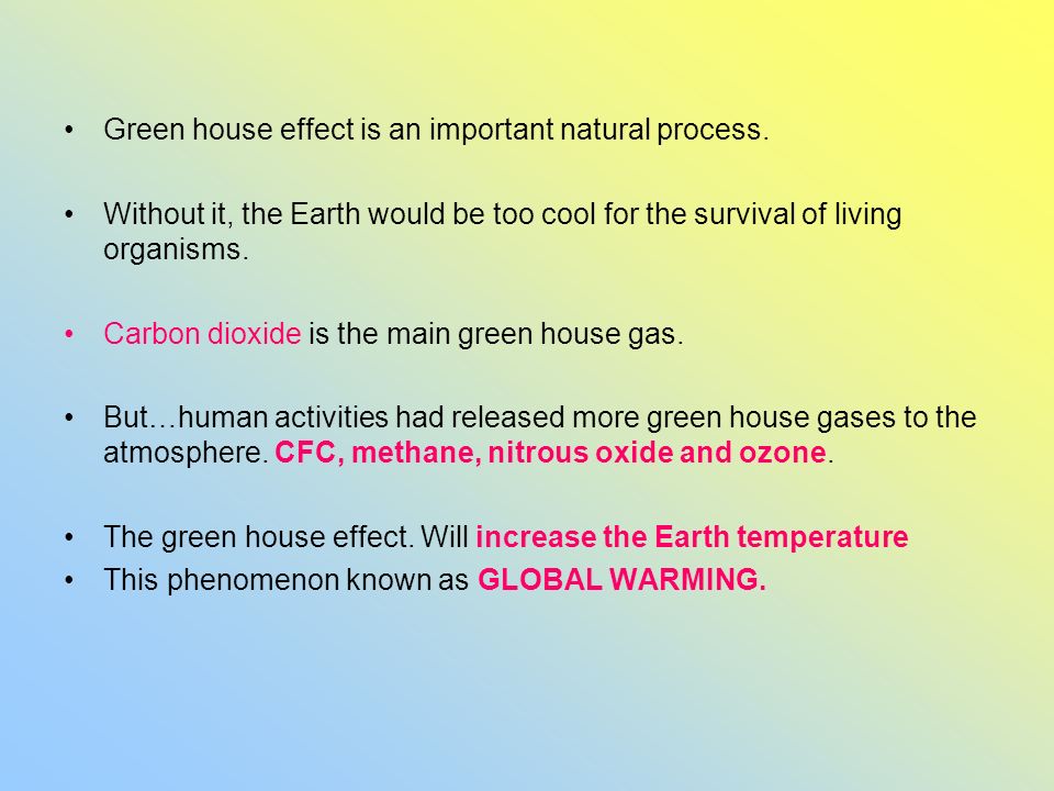 Green house effect is an important natural process.