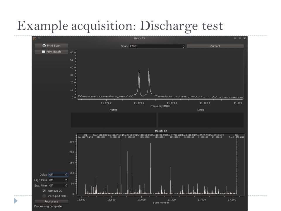 Example acquisition: Discharge test