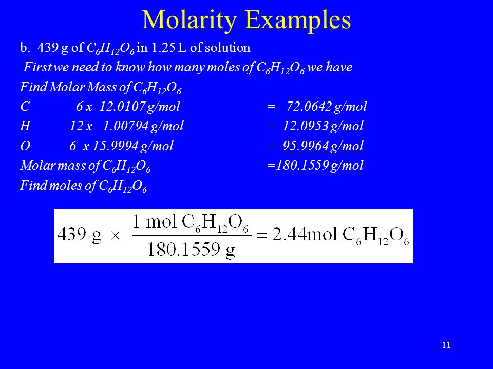 11 Molarity Examples b.