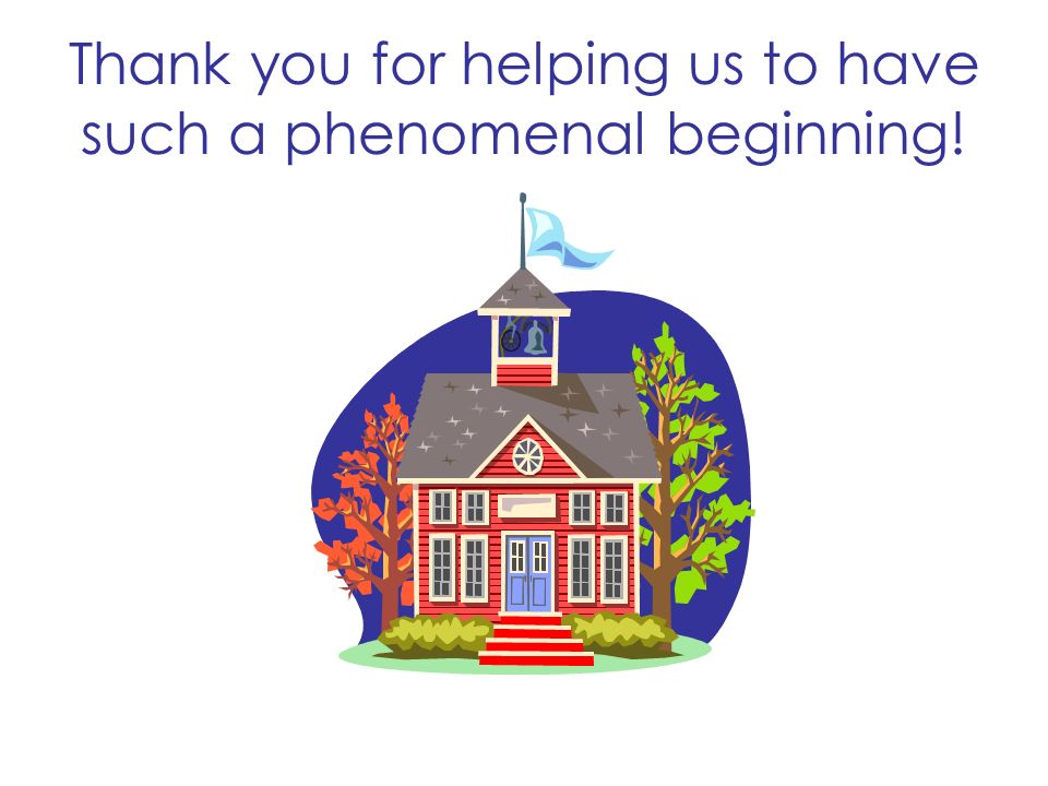 Thank you for helping us to have such a phenomenal beginning!