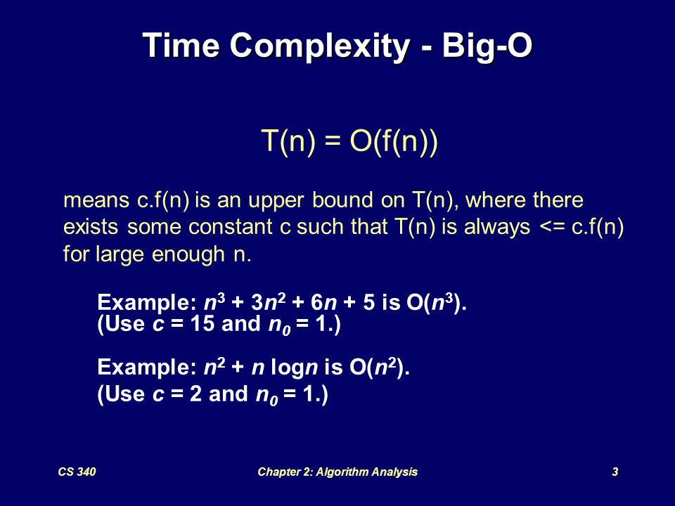 Cs 340chapter 2 Algorithm Analysis1 Time Complexity The Best Worst And Average Case Complexities Of A Given Algorithm Are Numerical Functions Of The Ppt Download