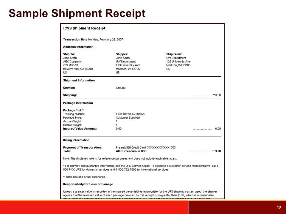 10 Sample Shipment Receipt