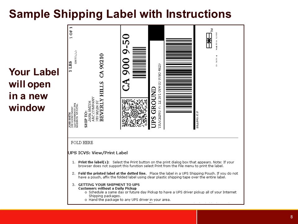 8 Sample Shipping Label with Instructions Your Label will open in a new window