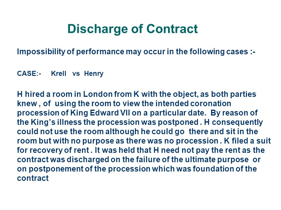 discharge of contract cases
