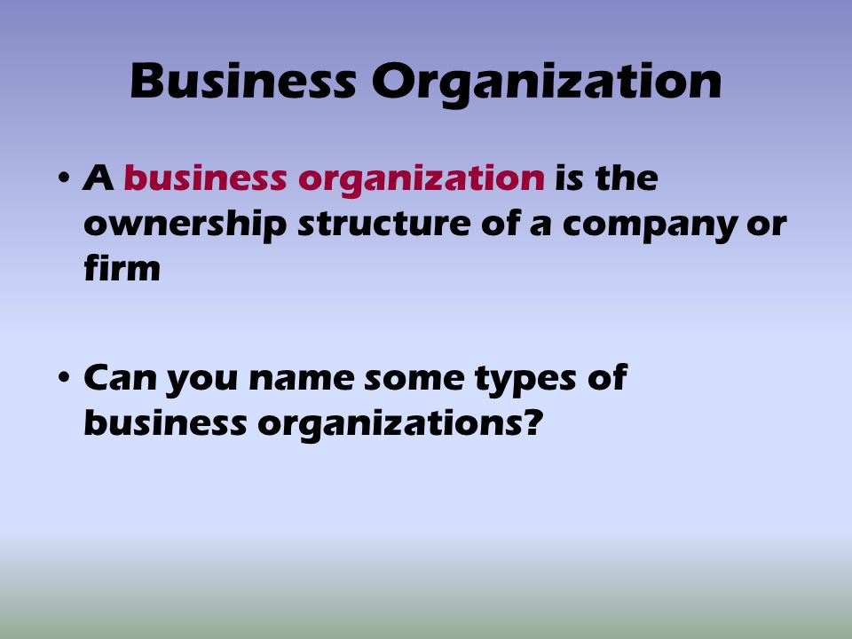 forms of business organization according to ownership