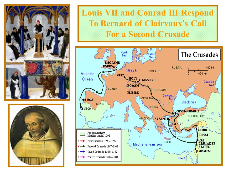 2 nd Crusade The fall of a Latin Kingdom led to the call of another crusade Saint Bernard of Clairvaux called for the crusade & got the support of King Louis VII of France & Conrad III of Germany 2 nd Crusade was a total failure 1187, Jerusalem fell to Saladin 3 important rulers then agreed to begin a third Crusade