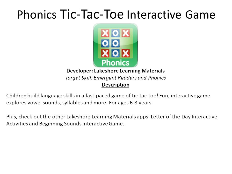 Tic-Tac-Toe Game at Lakeshore Learning