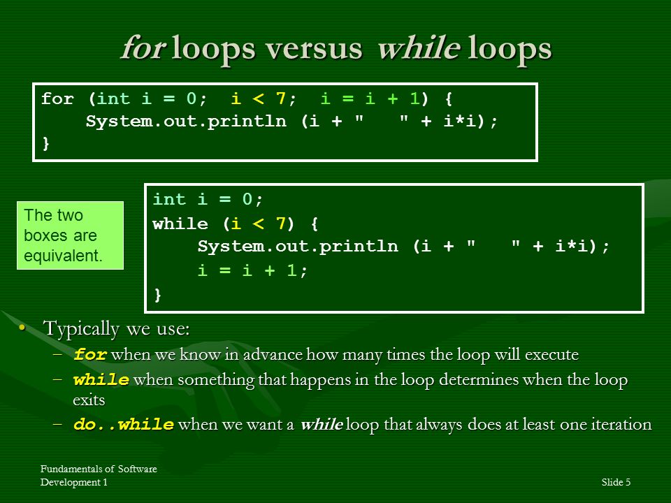 Fundamentals of Software Development 1Slide 1 Loops A loop is:A loop is ...