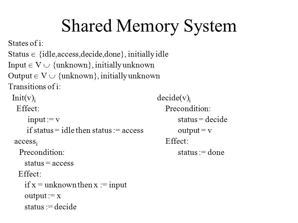 Modelling Iii Asynchronous Shared Memory Model Chapter 9 By Nancy A Lynch Presented By Mark E Miyashita Ppt Download