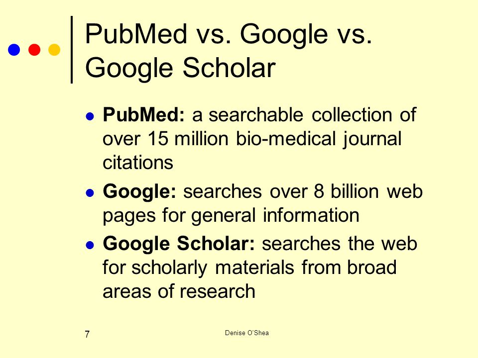 What is the comparison between Google Scholar and PubMed?