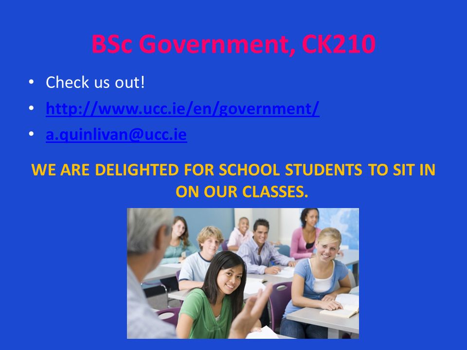 BSc Government CK210 “Become a leader rather than a follower ...