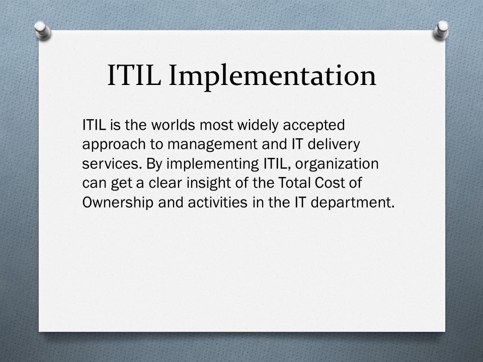 ITIL Framework. What is ITIL ? ITIL stands for the Information Technology  Infrastructure Library. ITIL is the international de facto management  framework. - ppt download