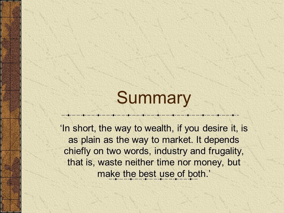 summary of the way to wealth